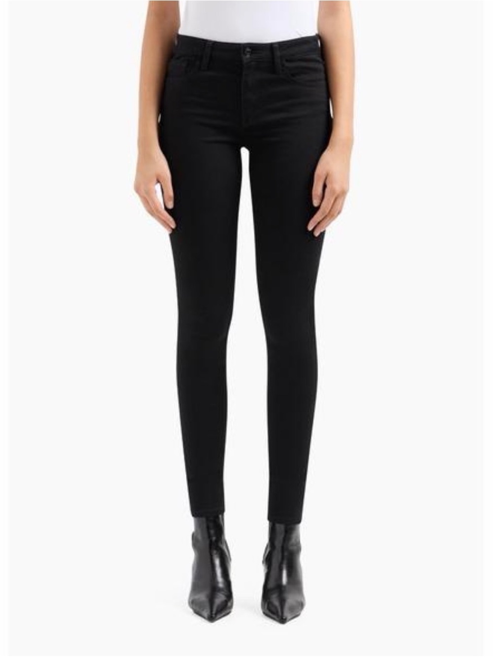 NWT Armani Exchange A|X J12 Lift-Up Mid Rise Black Coated Jeggings Size 25R